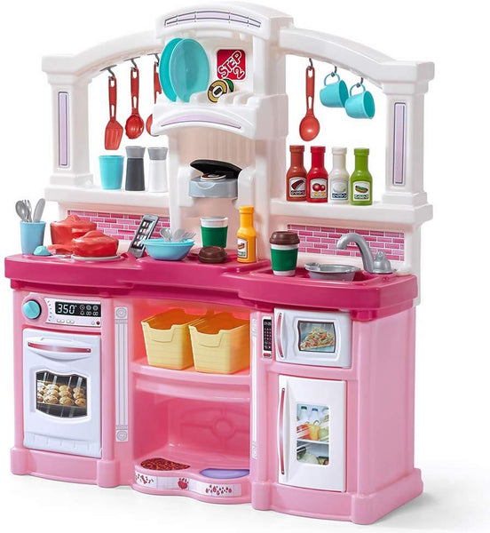 Large Plastic Play Kitchen with Realistic Lights & Sounds